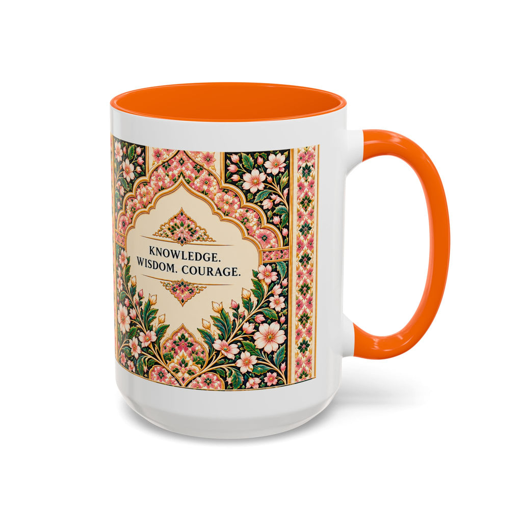 Muslim By Nature™ LEGACIES №02 Aisha (RA) 15oz mug with amber and emerald vintage manuscript design – image 4 of 16