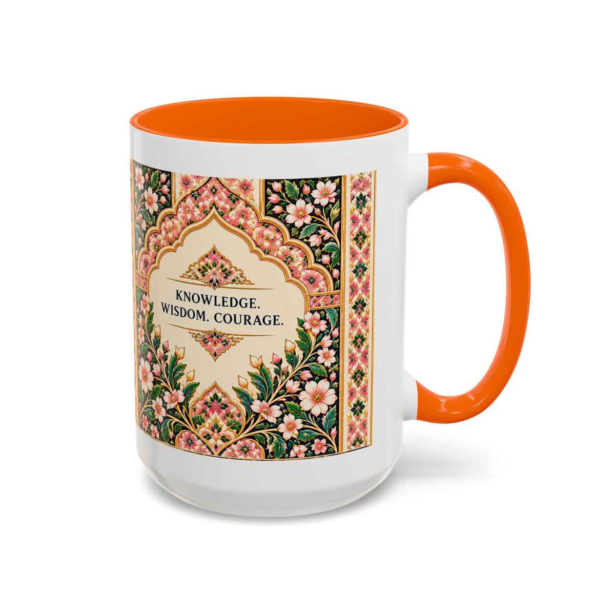 Muslim By Nature™ LEGACIES №02 Aisha (RA) 15oz mug with amber and emerald vintage manuscript design – image 4 of 16