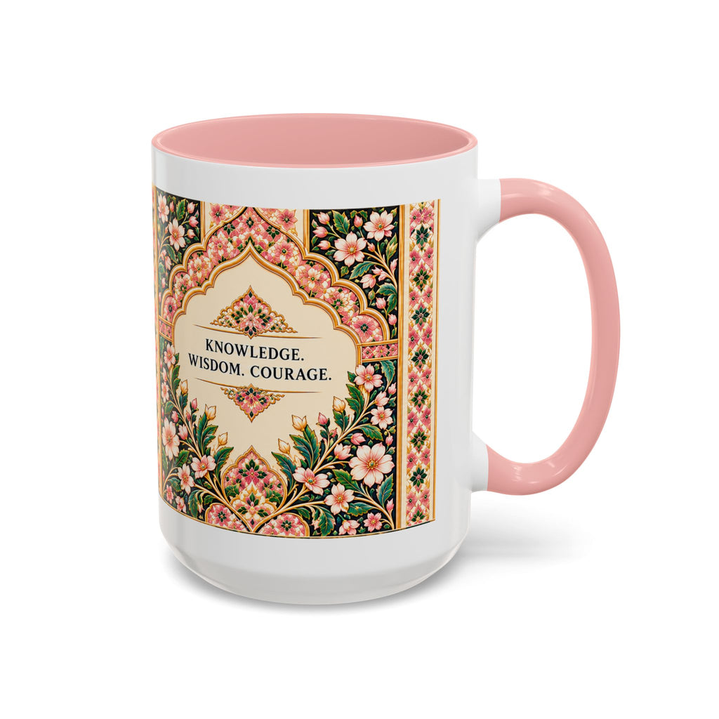 Muslim By Nature™ LEGACIES №02 Aisha (RA) 15oz mug with amber and emerald vintage manuscript design – image 3 of 16