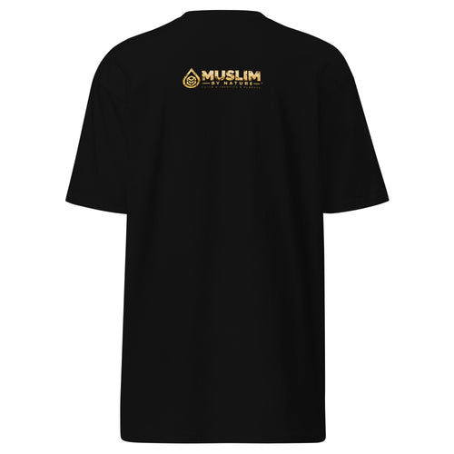 Muslim By Nature™ GRAFTER Builder T-shirt in Black, gold and black construction-themed Grafter design – back view