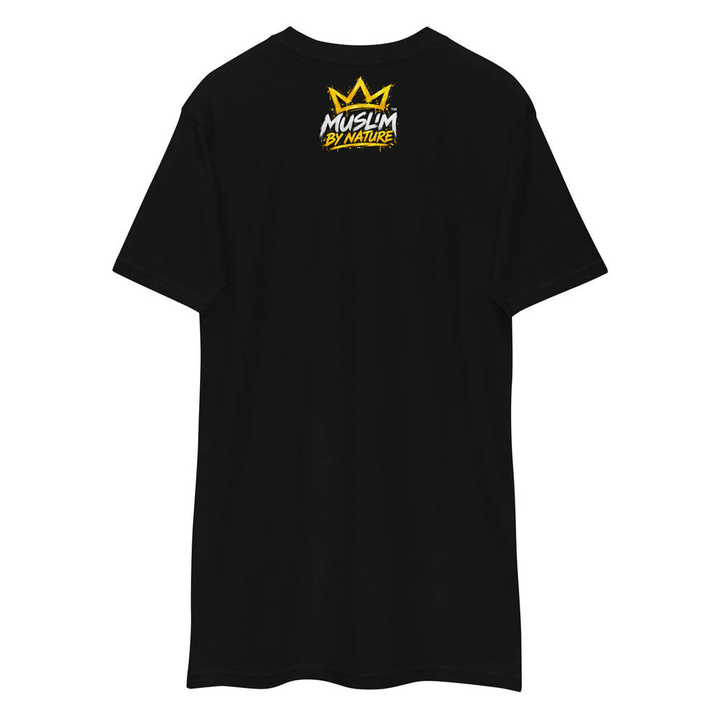 Muslim By Nature™ GYM RAT Crown T-shirt in Black, gold and white graffiti-crown Gym Rat design – back view