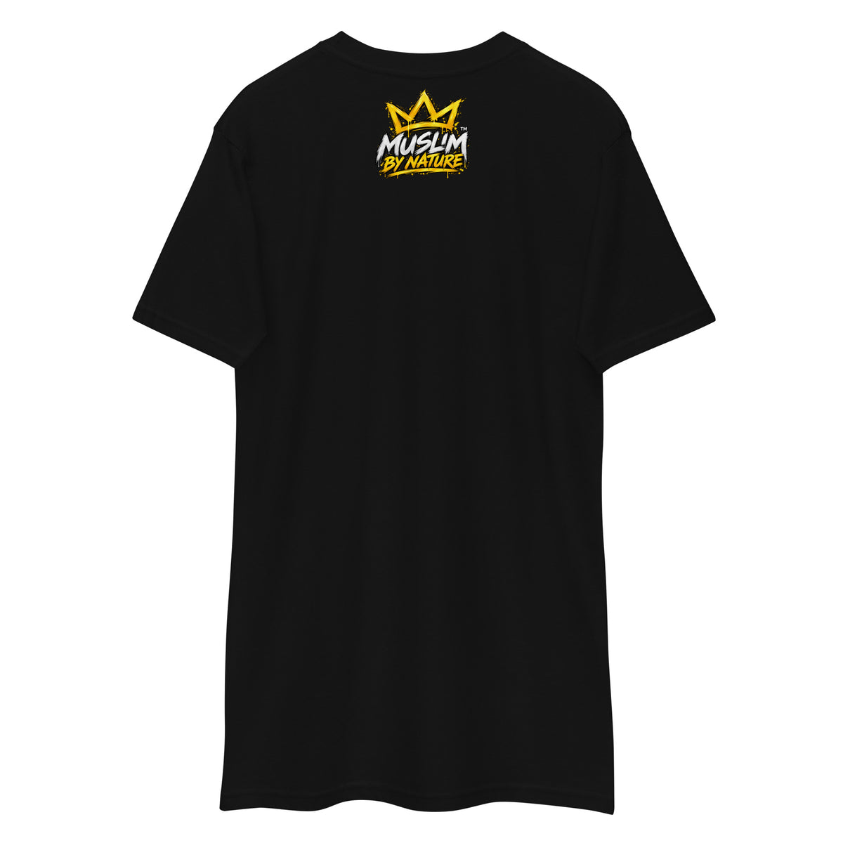 Muslim By Nature™ GYM RAT Crown T-shirt in Black, gold and white graffiti-crown Gym Rat design – back view
