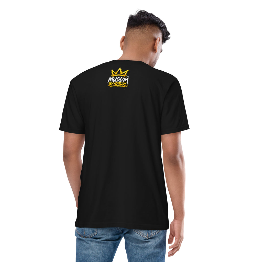 Muslim By Nature™ GYM RAT Crown T-shirt in Black, gold and white graffiti-crown Gym Rat design – back view