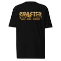Muslim By Nature™ GRAFTER Builder T-shirt in Black, gold and black construction-themed Grafter design – front view