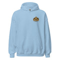 Muslim By Nature™ LEGACIES №01 Khadijah (RA) hoodie in Light Blue – front with LEGACIES №01 chest emblem