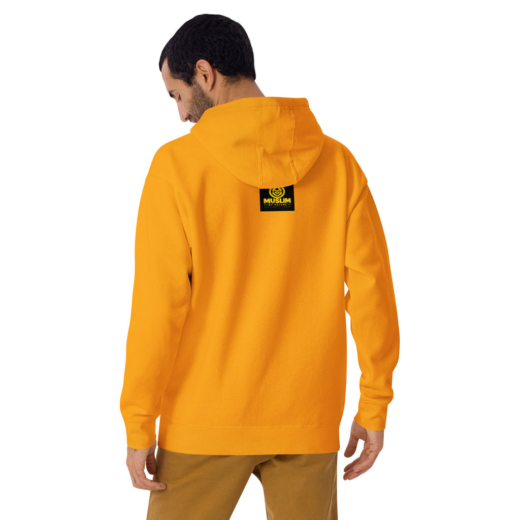 Muslim By Nature™ FREE PALESTINE United For Palestine hoodie in Team Gold, United For Palestine statement print – back view