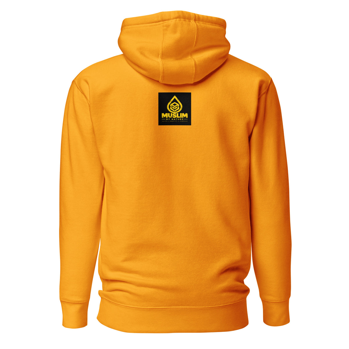 Muslim By Nature™ FREE PALESTINE United For Palestine hoodie in Team Gold, United For Palestine statement print – back view