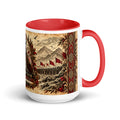 Muslim By Nature™ LEGACIES №03 Nusaybah (RA) 15oz white mug with red inside, bronze and oxblood vintage design – right view